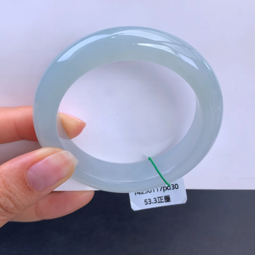 翡翠未镶嵌手镯冰胶蓝水手镯