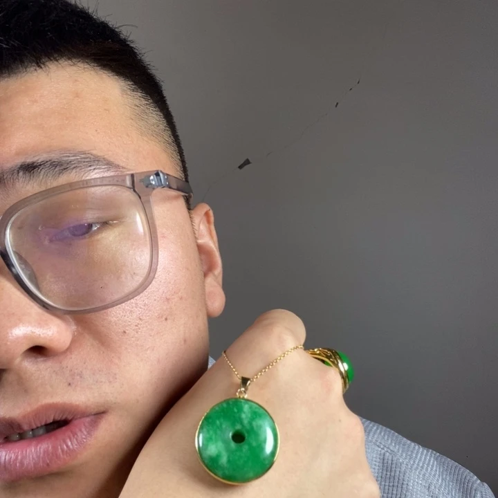 吊坠(赠链)未镶嵌翡翠高端时尚30mm平安扣吊坠