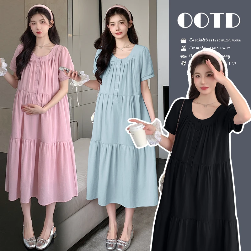 孕妇装2025夏季新款法式慵懒气质长裙宽松显瘦休闲百搭孕妇连衣裙