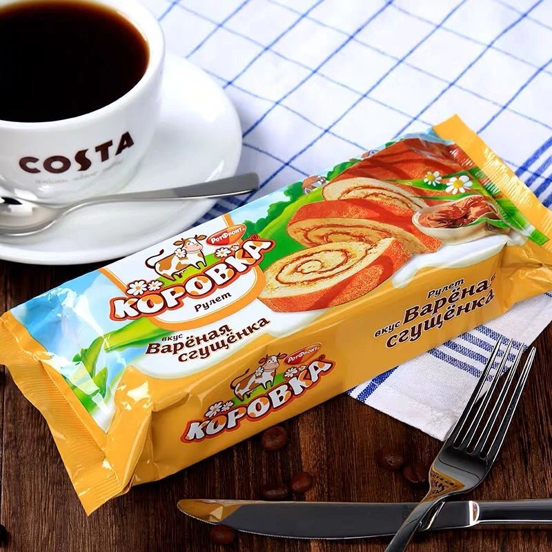 润泽记俄罗斯进口小牛牌炼乳味蛋糕卷休闲零食200g