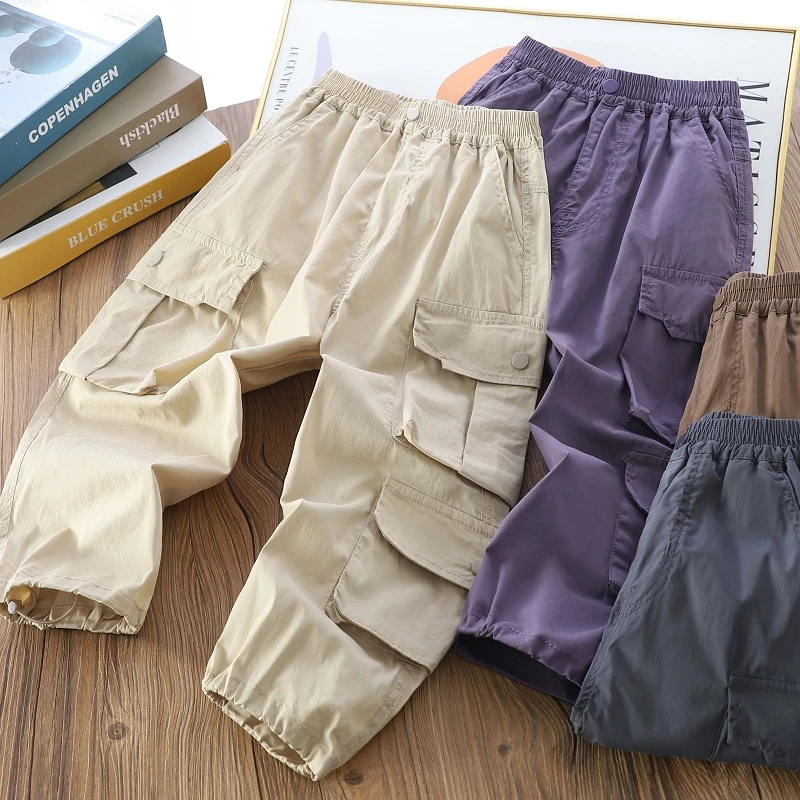 男童夏季薄款工装裤2025新款儿童宽松帅气休闲裤中大童百搭长裤子