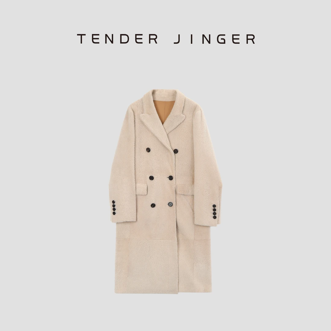 【黑标】奢西班牙拉贡翻领长款皮毛一体T44JIY78927