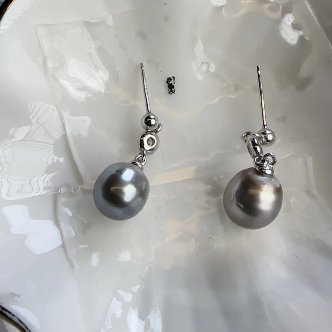 海水珍珠耳饰银S925镶嵌