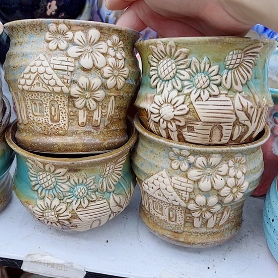 多肉绿植陶瓷花盆9.9包邮，有孔