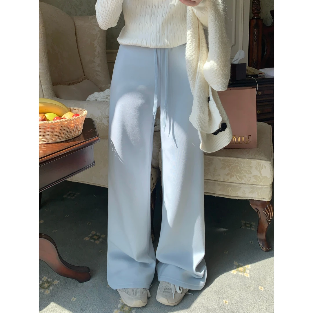 H1535【冬季小雪】秋冬温柔少女感百搭直筒显瘦超舒适宽松休闲裤女