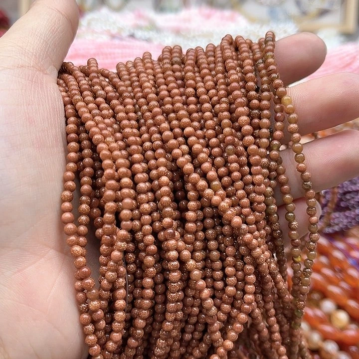 玛瑙/玉髓珠宝半成品未镶嵌2条3mm左右金沙石珠