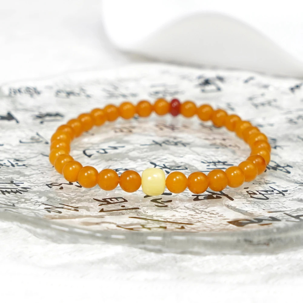 天然蜜蜡鸡油红单圈简约手串QF-A298（多样性发一）