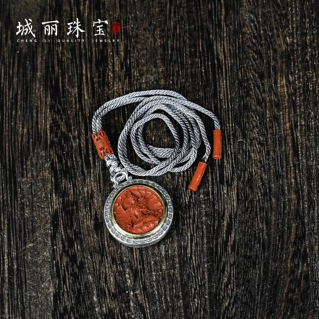 天然辰砂红【城丽】文殊吊坠/个FL-3137