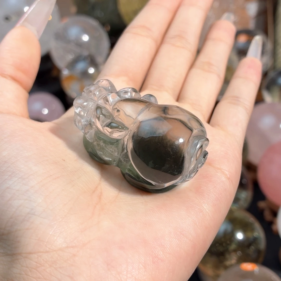 珠宝半成品水晶未镶嵌绿幽灵貔貅