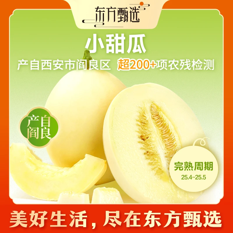 东方甄选自营小甜瓜产自阎良香瓜春季时令水果当季新鲜农产品顺丰