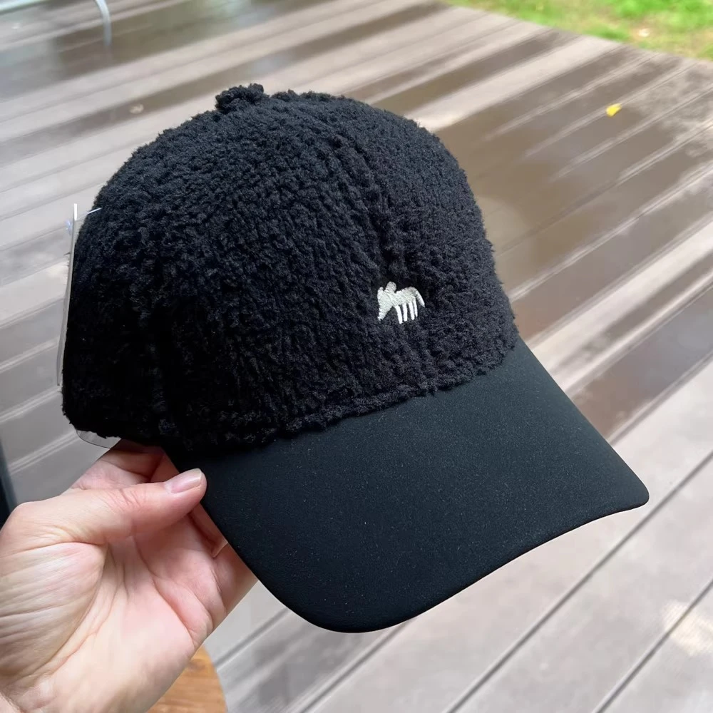 2025毛绒小狐狸刺绣显脸小棒球帽子女秋冬加绒保暖宽檐鸭舌帽男