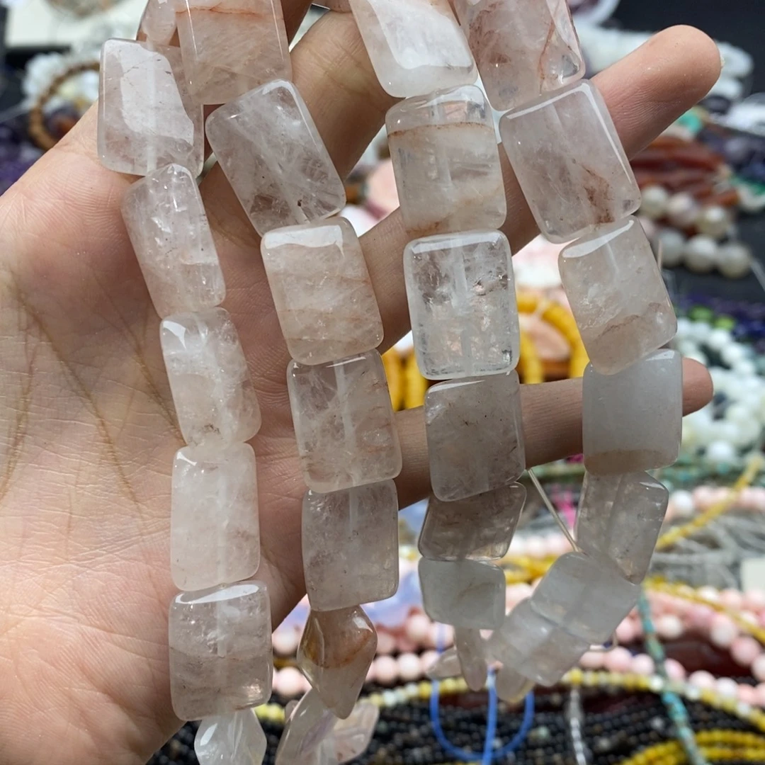 未镶嵌玛瑙/玉髓珠宝半成品一条天然14×20mm胶花水晶无事牌