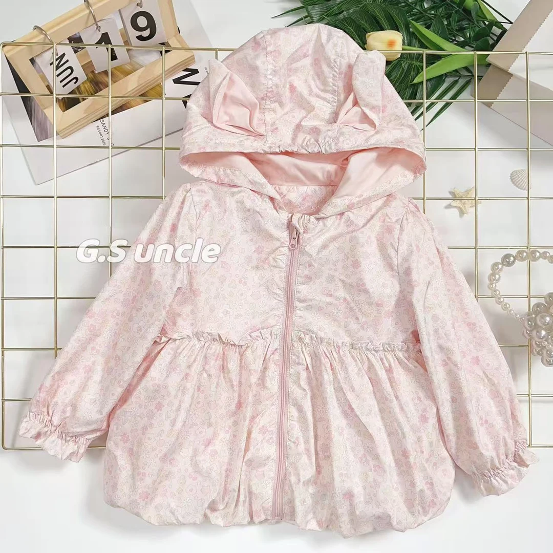 3【】T005女宝碎花外套秋装甜美上衣连帽衫童装