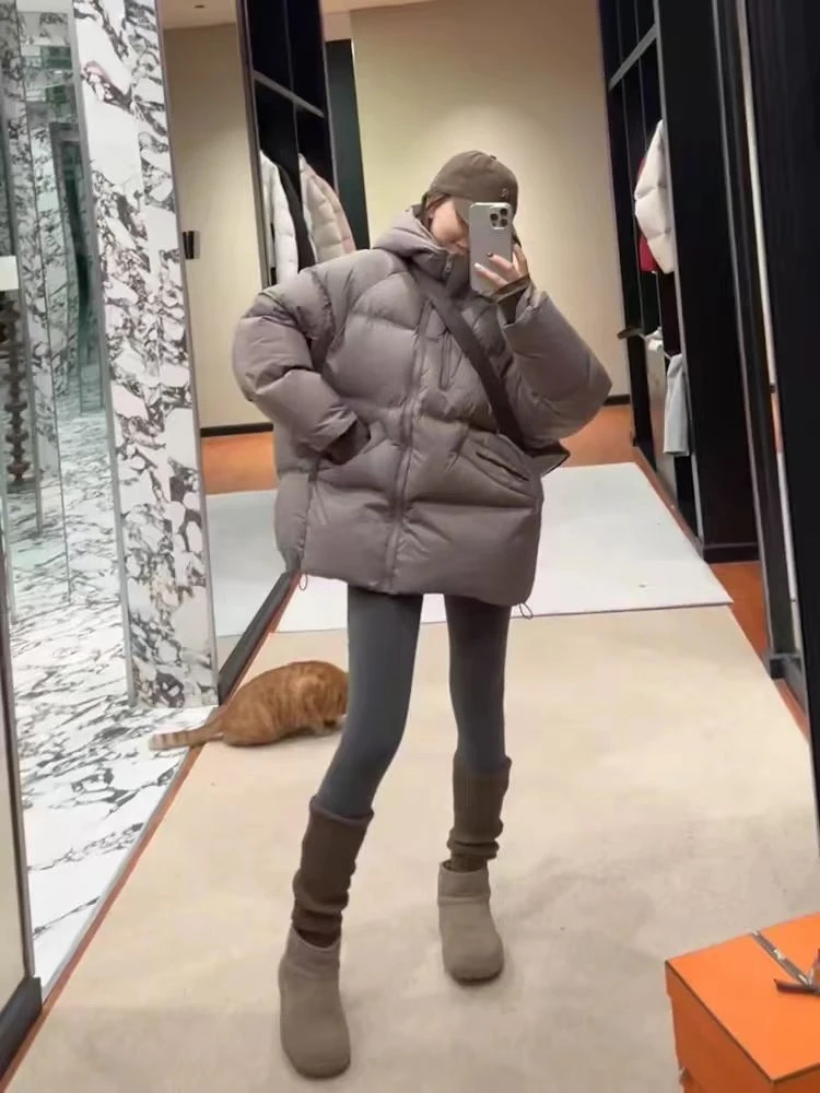 韩版时尚纯色双拉链款羽绒服A