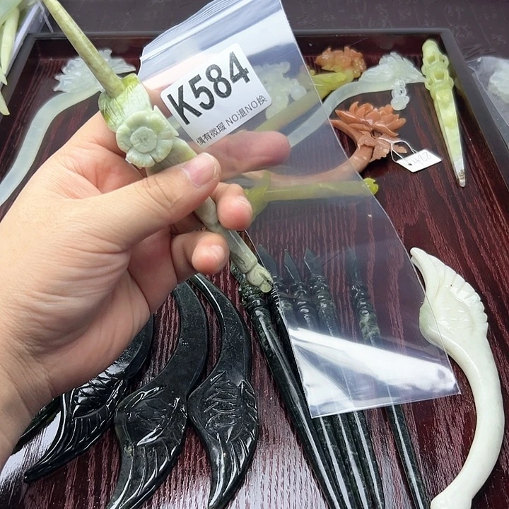 蛇纹石玉发饰合金?**?
