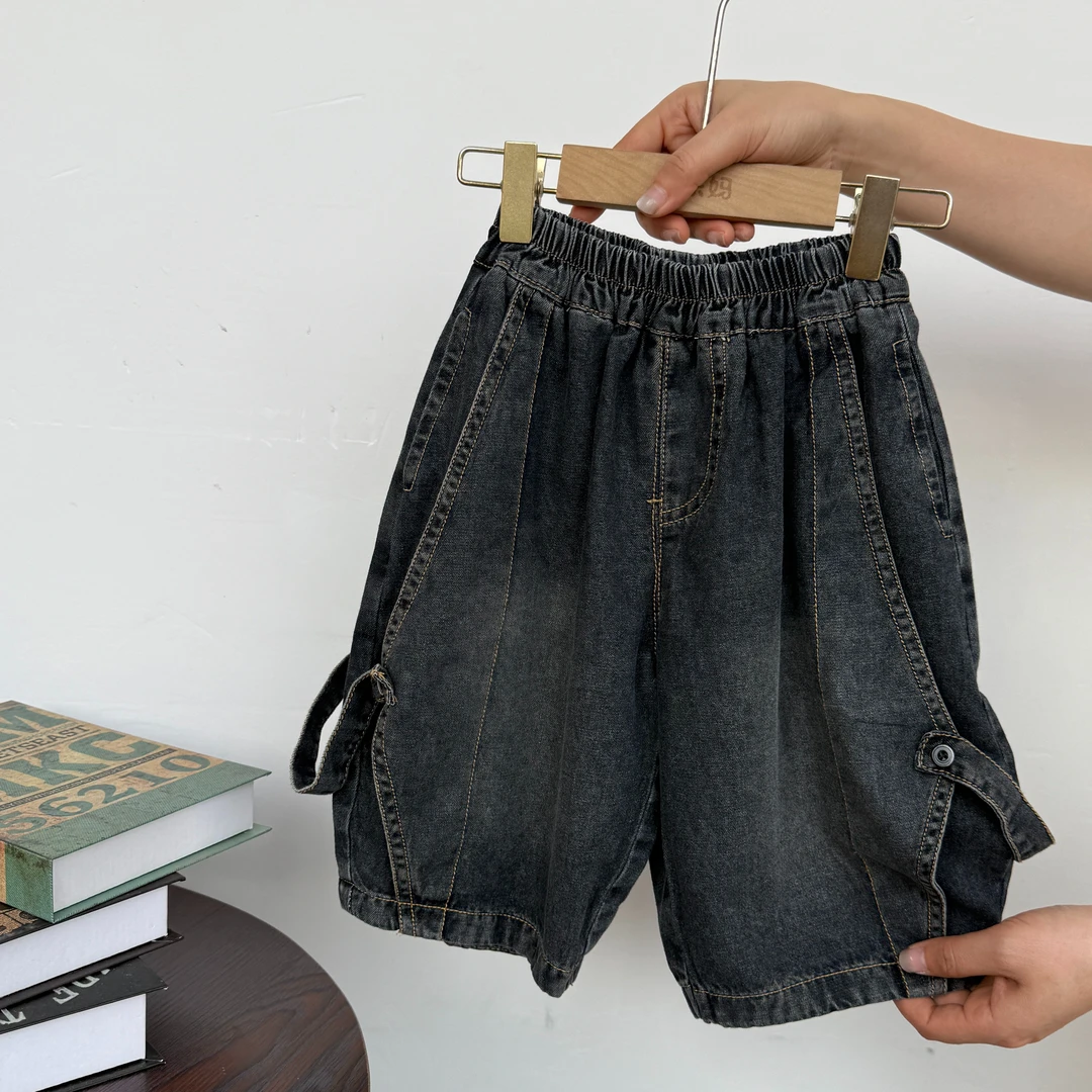 儿童夏季牛仔中裤男童韩版宽松裤女童夏款透气裤子FK016