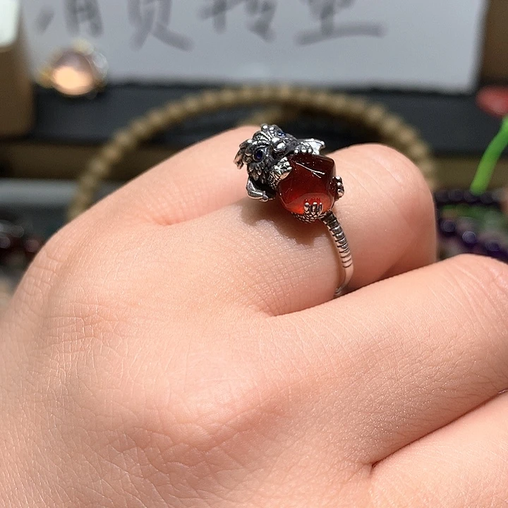 水晶戒指银S925镶嵌水晶