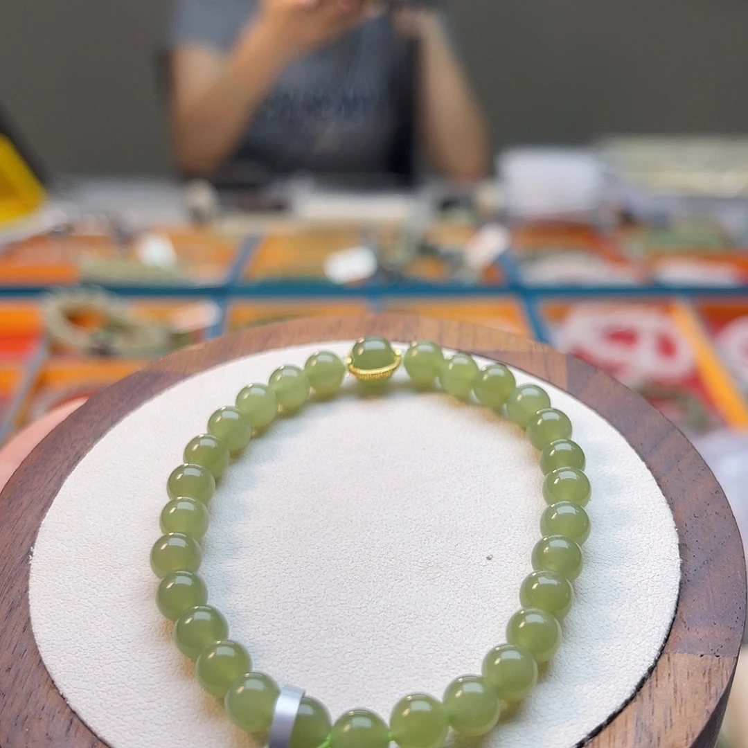 和田玉未镶嵌手串A4卡6