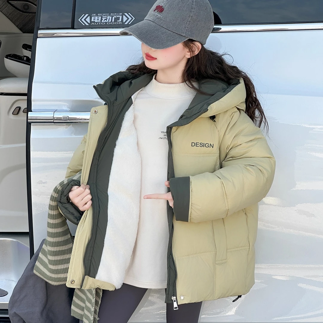 女童加厚棉衣冬款保暖棉服2025新款女大童加棉冬装儿童加绒棉袄潮