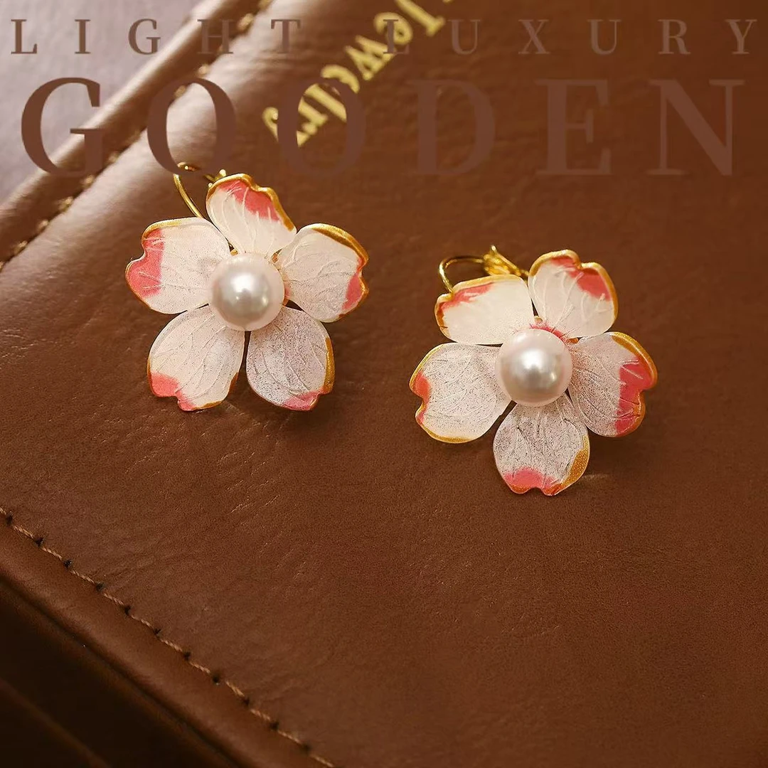 铜合金耳饰 Gooden岛家【照红妆】法国扣新款花朵时尚气质超仙耳环