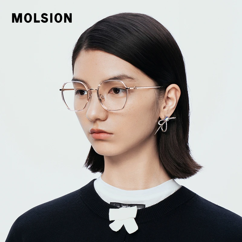 Molsion/陌森女士适用任何脸型超轻近视平光有度数素颜眼镜MA6033