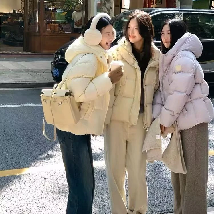 韩系泡芙短款棉服女冬新款小个子棉服面包服连帽加厚保暖外套203