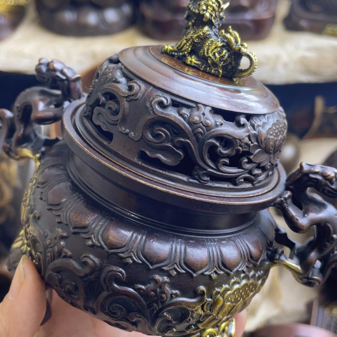 知****茶原矿风磨铜熏香炉