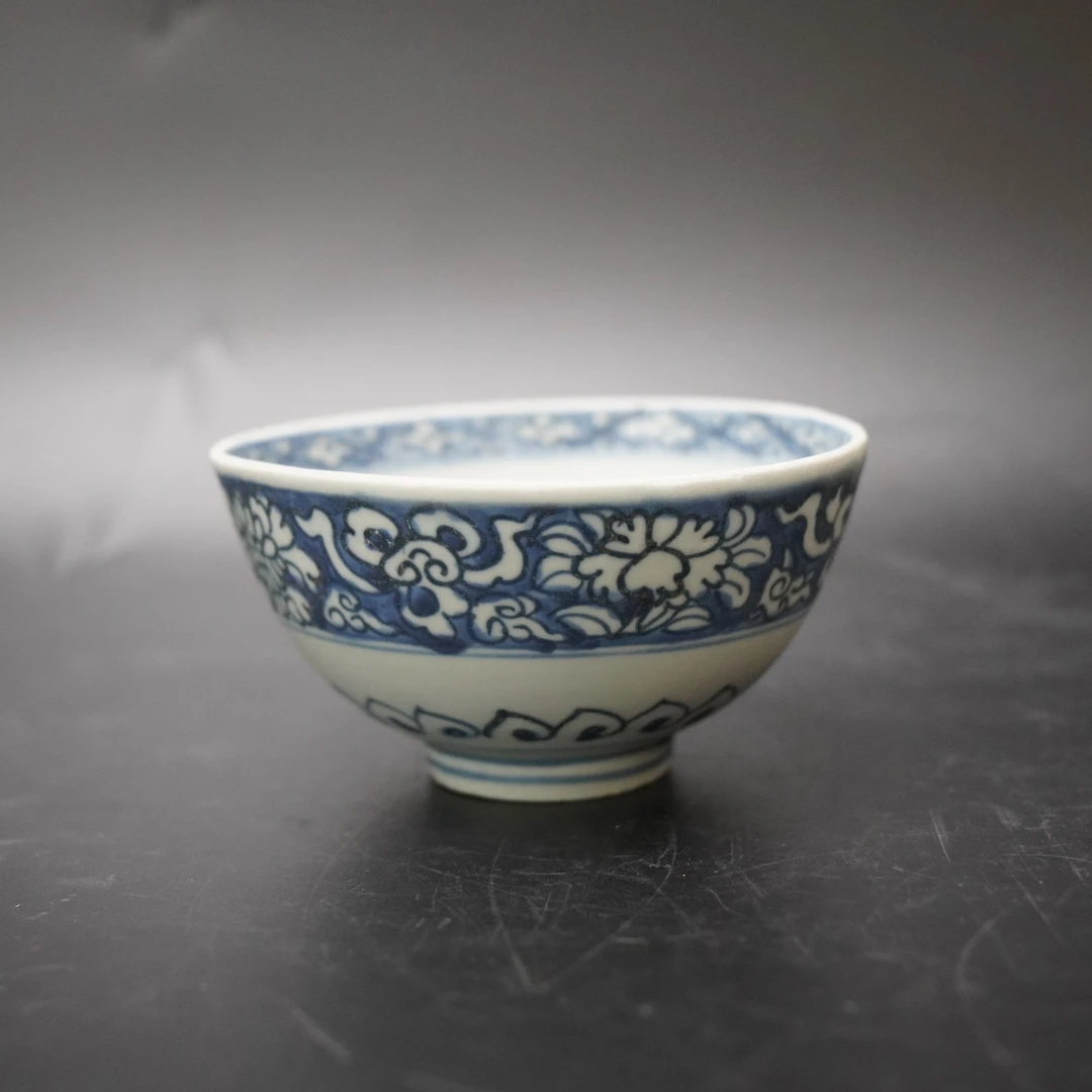 Lot.25090631-4明晚期青花花卉纹碗 高:约6.4cm直径:约12.6cm