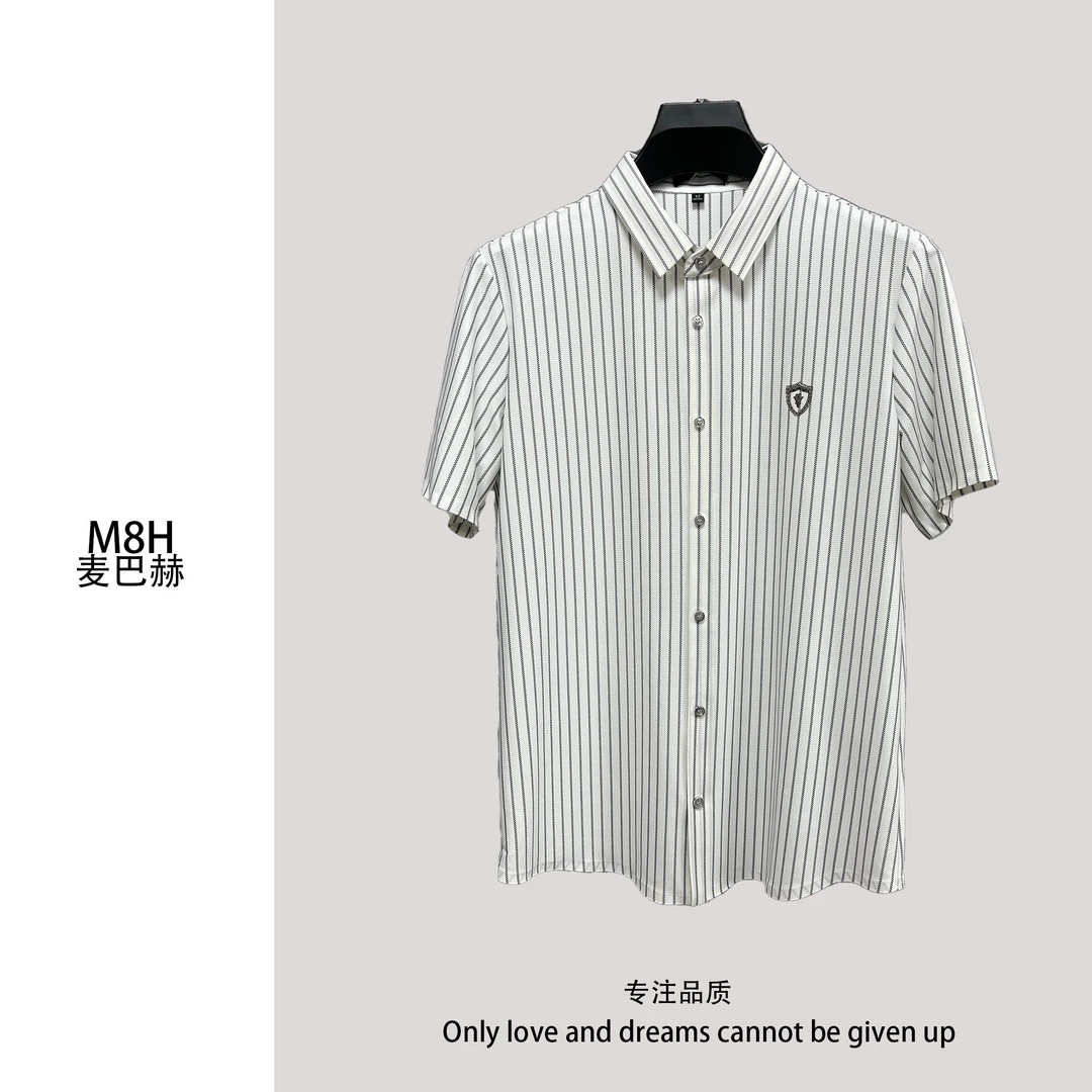 男装新款休闲提花竖条衬衣    无痕时尚舒适衬衣