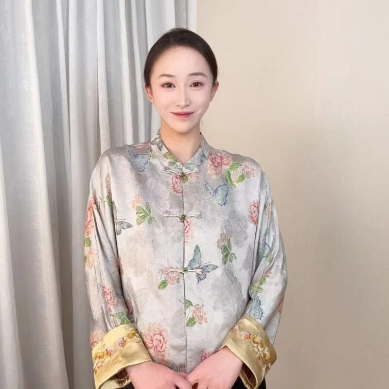 【蝶恋花】2025春夏新款上衣刺绣定位花国风新中式小衫XRK78