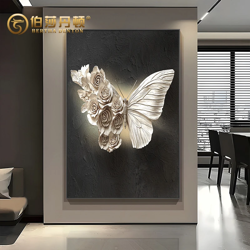 BERTHA DENTON/伯莎丹顿黑白蝴蝶玄关装饰画高级立体感客厅挂画