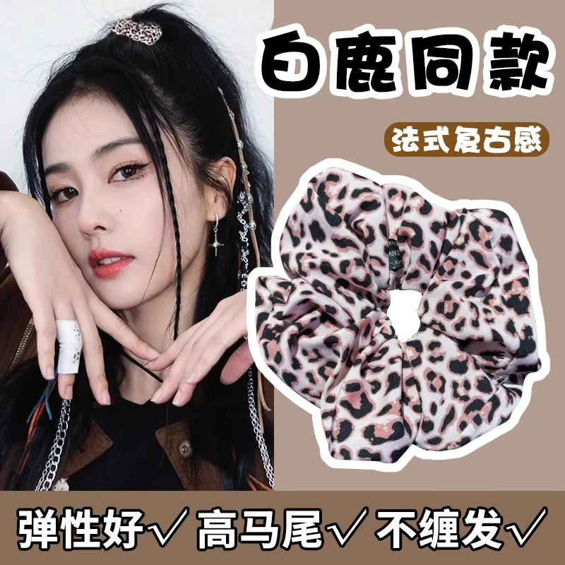 网红高级感豹纹大肠发圈发绳洋气高档耐用2025新款精致高颜值头饰