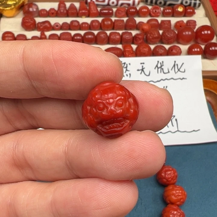南红玛瑙貔貅圆珠卡15单珠未镶嵌