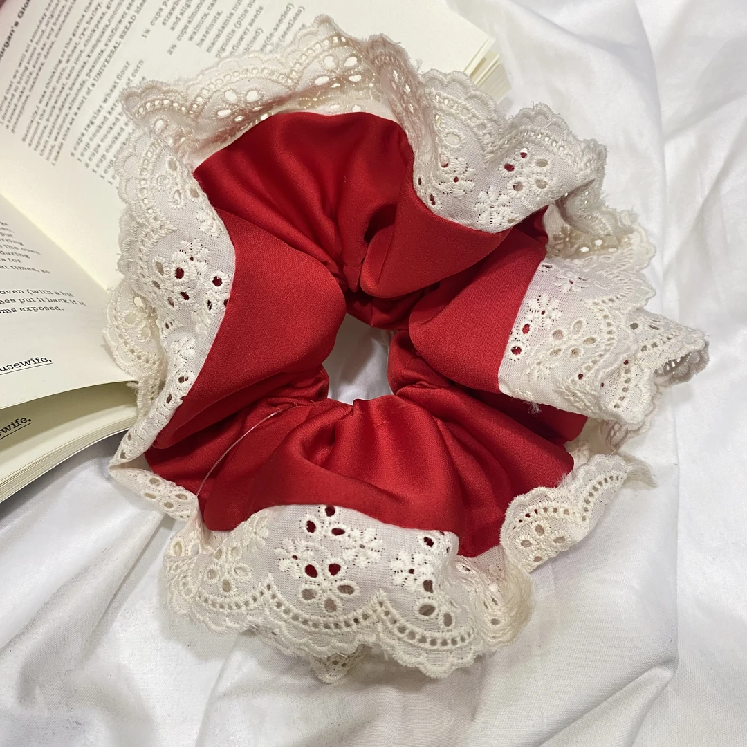 缎面蕾丝花边发圈 4856