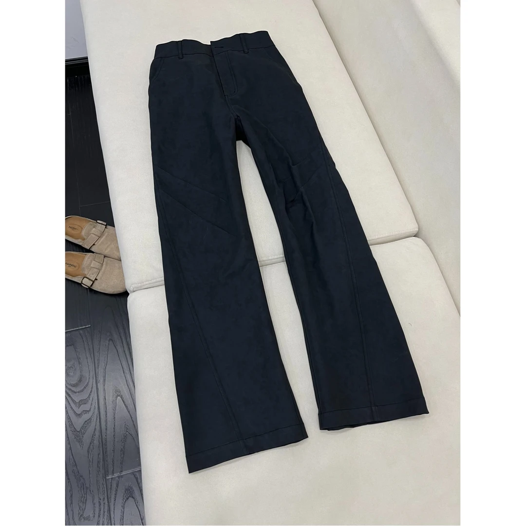 黑灰扎染迷彩大理石纹裤子男女宽松阔腿夏秋高级感褶皱显瘦微喇裤