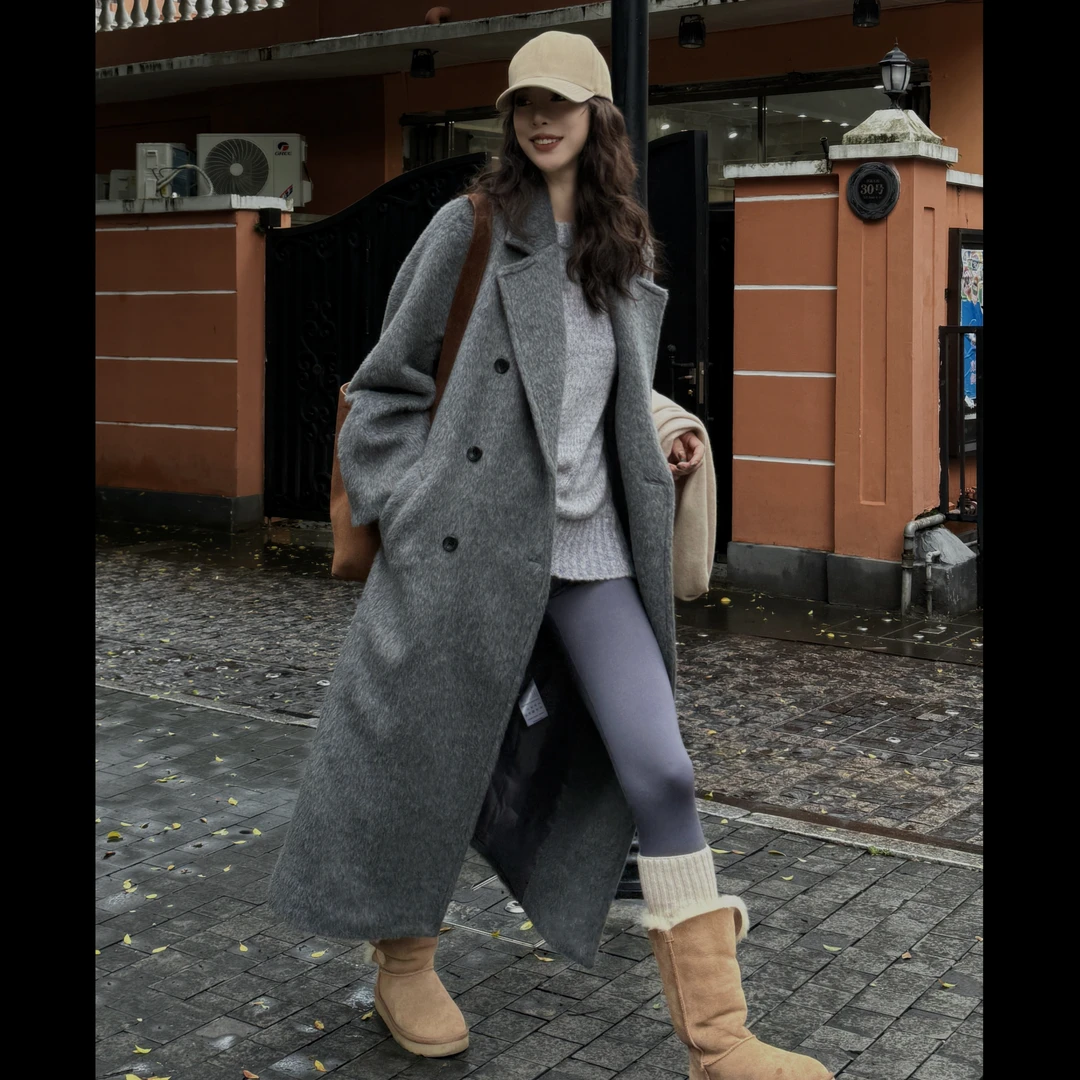 D&MX B入经典稀缺无染色苏力澳毛高个子双排扣毛呢大衣79082