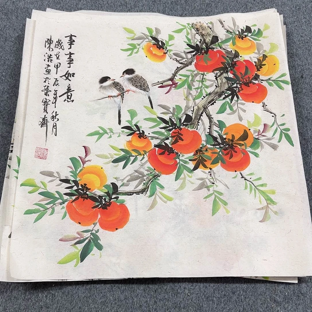 国画尺寸50x50纯手绘作品