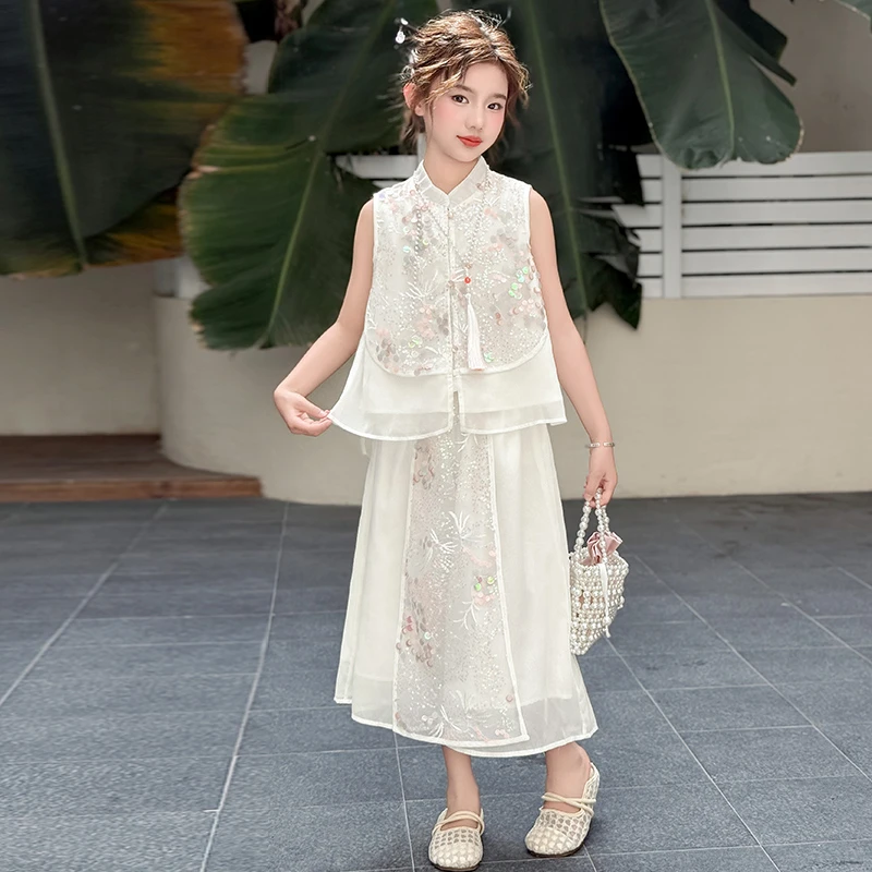 女童新中式汉服套装裤裙夏2025新款女大童夏季国风裙子夏日两件套