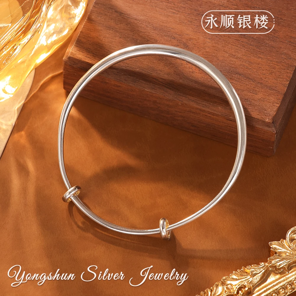 足银手镯 610素圈手镯气质轻奢时尚仙女超仙甜美百搭简约韩版韩版