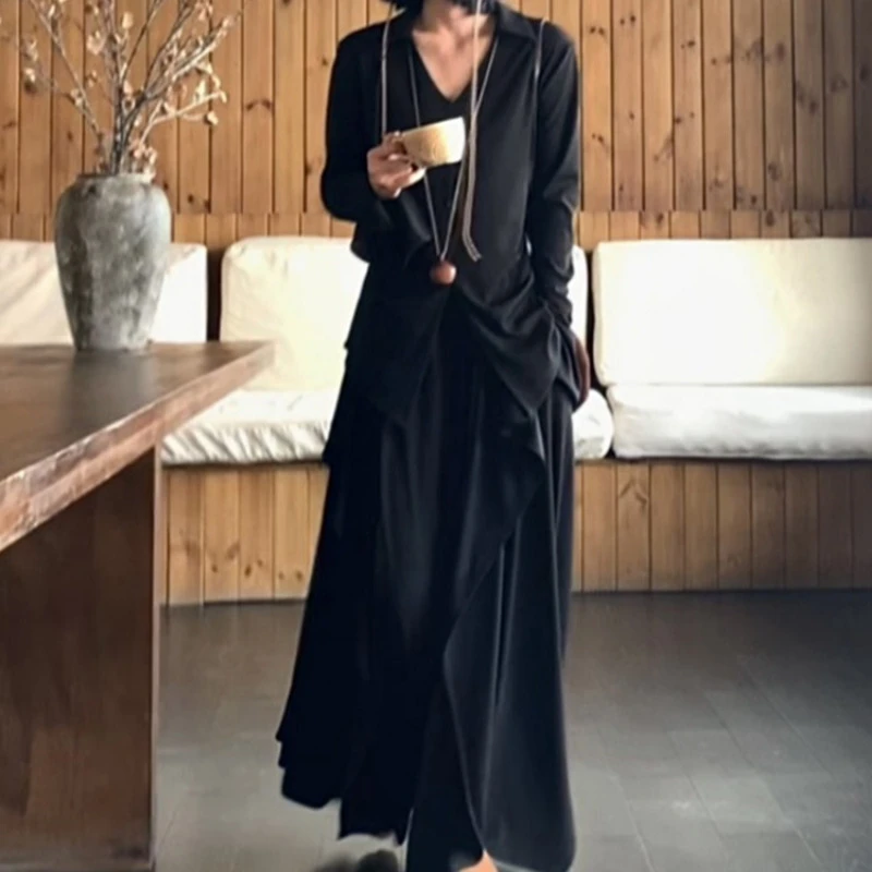 韩版女装2025春秋超火搭配一整套高级感纯色显瘦小衫半身裙两件套