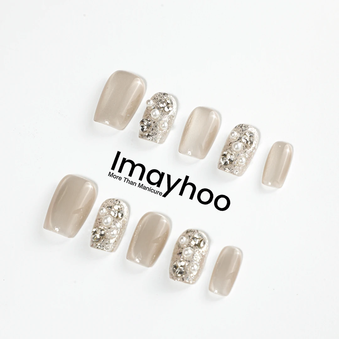 Imayhoo纯手工高定穿戴甲【白富美】茉莉轻奢珍珠钻饰银河DF06014