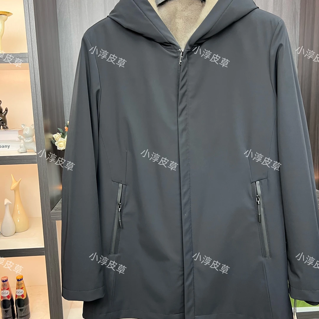 【小淳皮草】三色内胆可选商务高端定制水貂皮派克服136