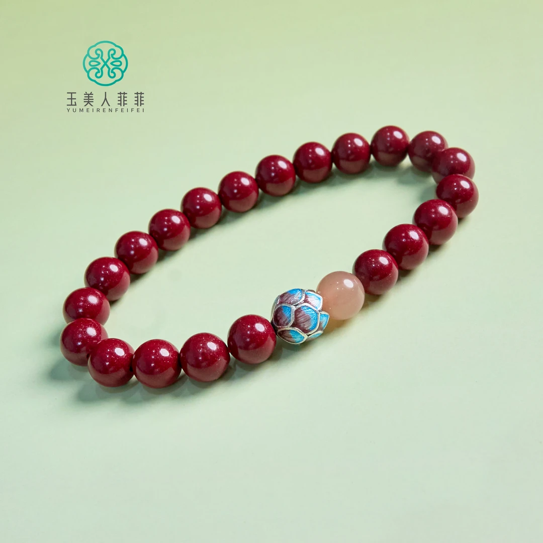 含辰砂工艺品菲菲珠宝好~朱砂单圈圆珠约8mm手串/多样性发一