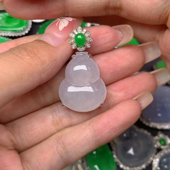 吊坠(不含链)18K金镶嵌翡翠