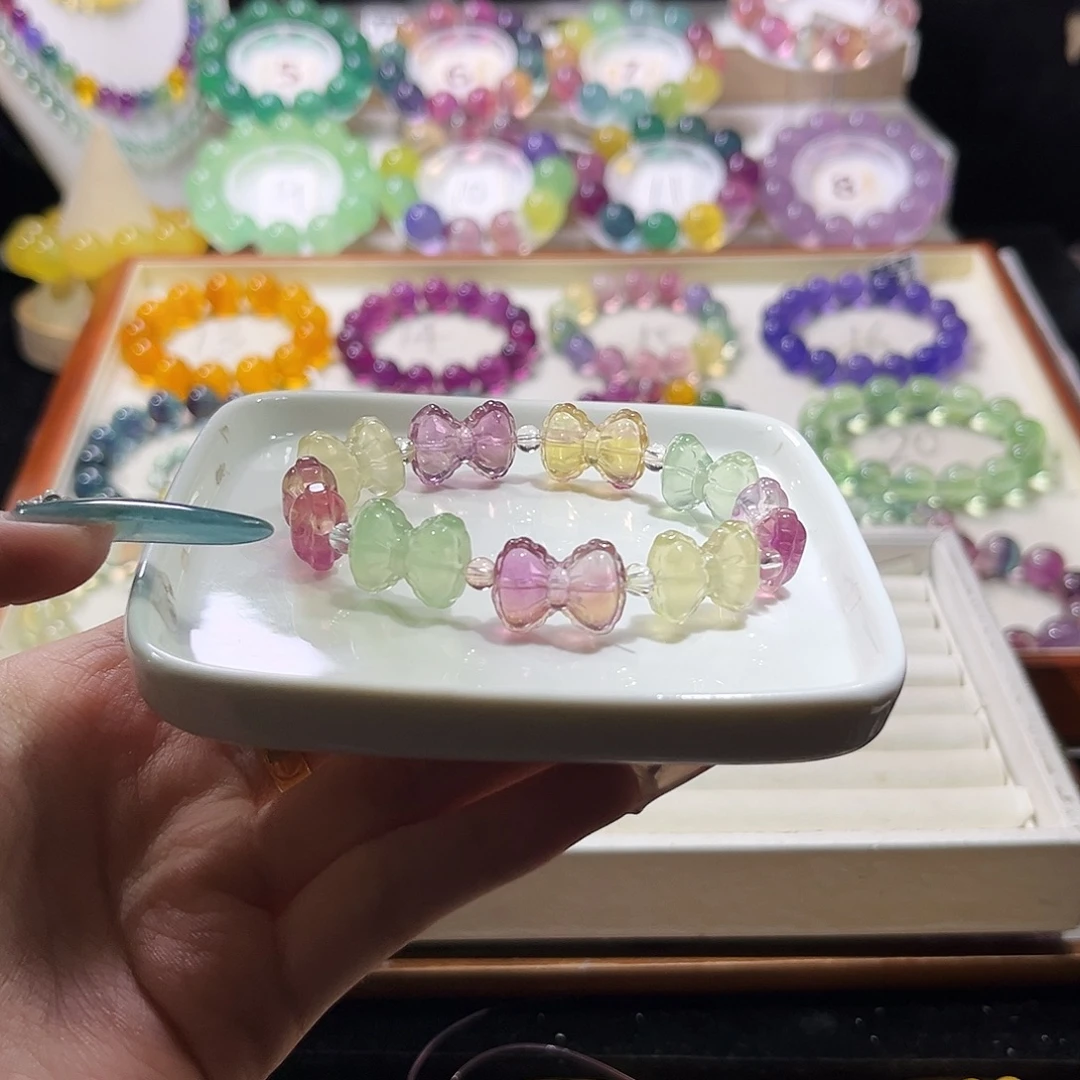 未镶嵌手链萤石蝴蝶结糖果