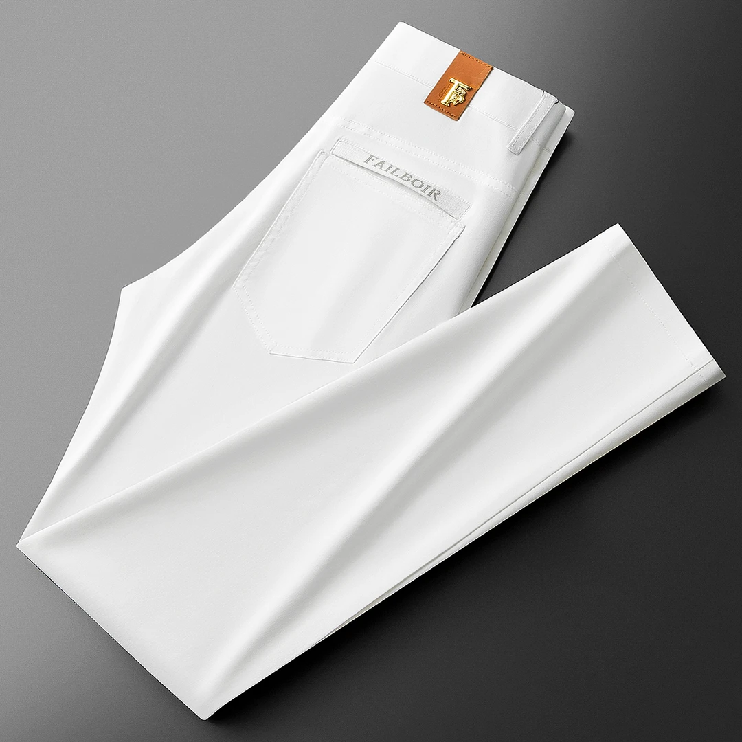 夏季高端商务通勤裤轻薄冰丝透气莱赛尔棉男士修身小直筒休闲裤男