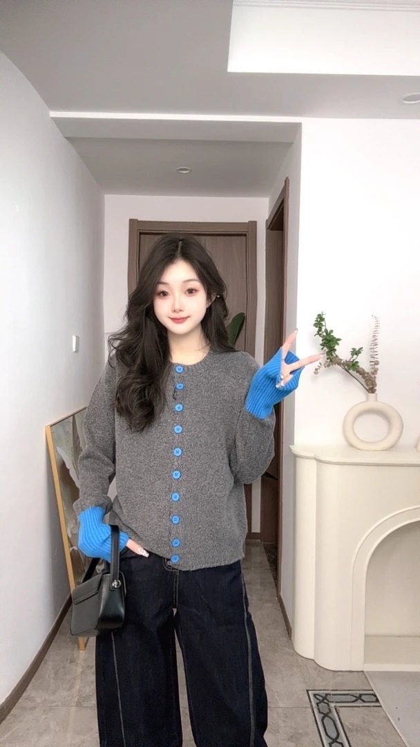 DA BAO【惬意时光】 2025春季新款针织定制彩扣开衫Y8899