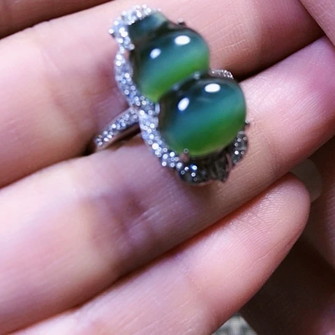 和田玉银S925镶嵌戒指