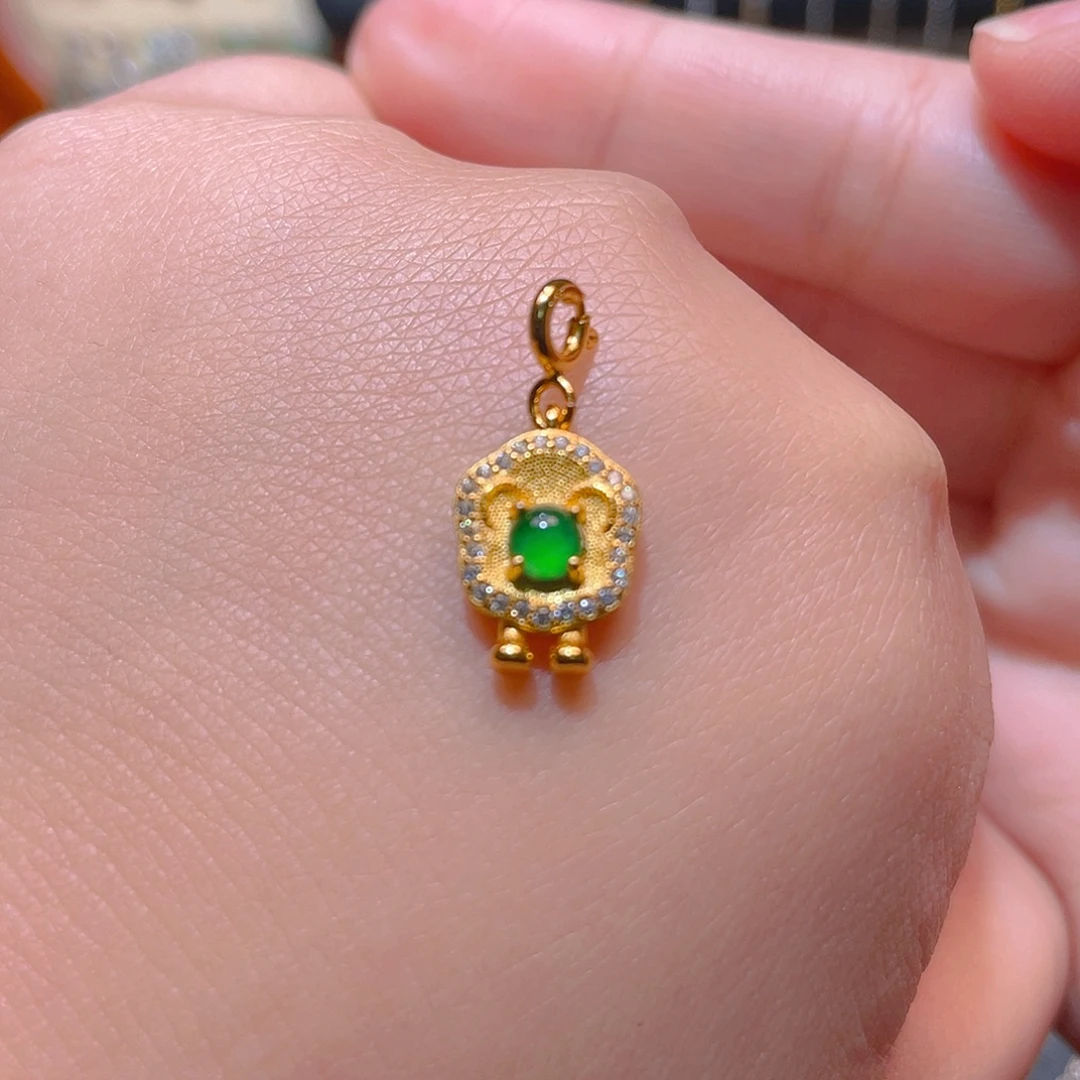 翡翠银S925镶嵌吊坠(不含链)