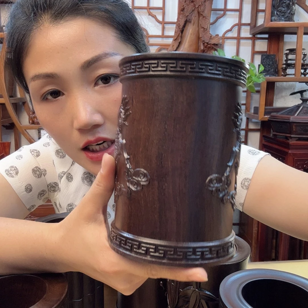香榧木非洲黑檀木笔筒